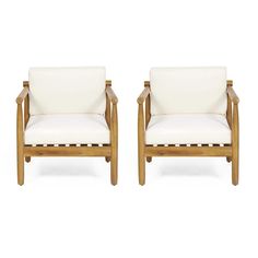 two white chairs sitting next to each other