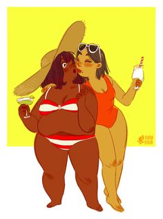 two women in swimsuits and sun glasses are hugging each other while holding drinks