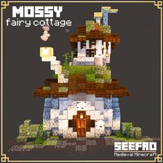 the cover for mossy fairy cottage by seffro, featuring an image of a mushroom house