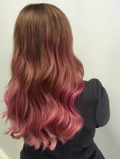 Brunette Hair With Pink Ends, Pink Fade Hair, Pink Balayage Brunette Straight Hair, Pink Toner For Brown Hair, Pink Hair Ends Brunette, Pink Ombre Hair Brunette, Auburn Hair With Pink Highlights, Pink Ends On Brown Hair, Pink Hair On Brunette