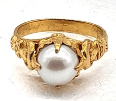 ad eBay - Find many great new & used options and get the best deals for Vintage Stunning Solid 24k gold 8.07mm Akoya Pearl claw bezel ring Size 7 6.4 gr at the best online prices at eBay! Free shipping for many products! Classic Cabochon Pearl Ring For Formal Occasions, Victorian Gold Rings With Bezel Setting, Gold Domed Collectible Ring, Classic Yellow Gold Rings With High Luster, Classic Formal Pearl Ring With Cabochon, Formal Yellow Gold Rings With High Luster, High Luster Yellow Gold Rings For Formal Occasions, Classic High Luster Yellow Gold Rings, Formal High Luster Yellow Gold Rings