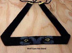 Wolf Eyes Hat Band. Black grey yellow seed beads woven into a hat band. Gift Cowboy/girl birthday Christmas anniversary. Hand woven. Adjustable Yellow Headband Gift, Adjustable Yellow Headband As Gift, Adjustable Yellow Headband For Gift, Adjustable Black Handmade Headband, Adjustable Black Headband As Gift, Adjustable Black Headband Gift, Black Adjustable Headband, Handmade Black Hat Bands For Festival, Handmade Adjustable Headband As Gift