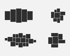 four different black and white squares arranged in the shape of rectangles on a gray background