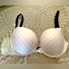 This Beautiful Bra Is Sure To Make You Feel Like You Can Take On The Day If It’s Bossing It Out In The Work Force Or Conquering Mom Hood Your Sure To Feel Like The Goddess You Are Doing Come Be The Goddess You Were Always Meant To Be White Feminine Bra With Lined Body, White Fitted Feminine Bra, Feminine White Bra With Lined Body, Fitted White Bra With Lace Trim, Fitted White Victoria's Secret Bra, Victoria's Secret White Padded Bra, Feminine White Push-up Bra, Victoria's Secret Strapless Bra With Built-in Support, White Victoria's Secret Push-up Bra