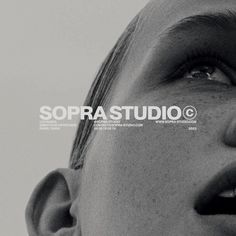 a black and white photo of a woman's face with the words sofrastudi on it