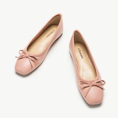 Step into timeless elegance with our women's Bowknot Ballet Flats. Chic and comfortable, these flats add a touch of sophistication to any outfit. Perfect for all-day wear. Elena C, Pink Dress Shoes, Brown Mary Janes, Pink Ballet Flats, Fashion Silhouette, Social Dresses, Heel Grips, Pink Flats, White Flats