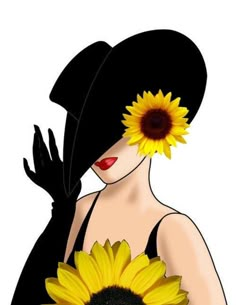 a woman wearing a hat and holding a sunflower in front of her face with both hands