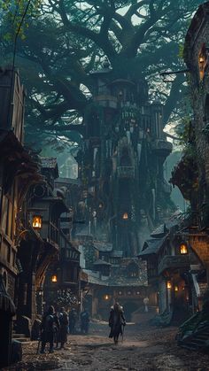 an image of a fantasy city in the middle of town