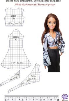 the doll is wearing a crop top and skirt with an open back, which has a cut