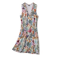 Hawaiian Dress For Women Afternoon Garden V-Neck Dress Casual V-neck Sundress For Summer Outings, Tropical Multicolor Sundress For Summer Outings, Casual Multicolor Sundress With Tropical Print, Casual Beige V-neck Sundress, Multicolor Tropical Print Sundress For Summer Outings, Casual Tropical Print Sundress For Summer Outings, Casual Green Tropical Print Sundress, Casual Green Sundress With Tropical Print, Casual V-neck Sundress With Tropical Print