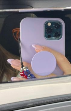 kendall jenner purple phone case car mirror selfie close Celebrity Nails, Girly Phone Cases, Fire Nails, Dream Nails, Pretty Acrylic Nails, Purple Nails