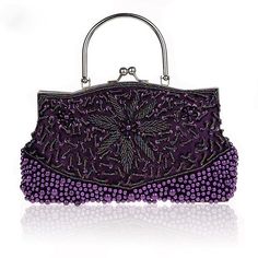 Purple Embroidered Party Bag, Rectangular Beaded Shoulder Bag For Celebration, Evening Handheld Beaded Clutch, Formal Purple Embellished Bag, Purple Embellished Evening Bag, Embellished Purple Evening Bag, Vintage Purple Party Bag, Vintage Purple Party Bags, Rectangular Embellished Bags For Celebration