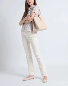 This buttery soft calfskin handbag creates a stylish yet effortless statement. A spacious interior and zipper closure keep essentials organized, while elegant double handles and optional crossbody strap allow versatility. Crafted from textured leather with subtle logos and embellished bottom for polish, it seamlessly transitions from day meetings to evenings out. Room for daily essentials and technology in a luxurious carryall that elevates any look for the jetsetting Instagram user. Textured Leather Bags For Everyday Use In Spring, Beige Workwear Bag With Zipper Closure, Spring Leather Hobo Bag, Elegant Leather Hobo Bag For Spring, Elegant Textured Leather Bags For Spring, Spring Leather Hobo Tote Bag, Leather Hobo Tote Bag For Spring, Elegant Bags With Zipper Closure For Spring, Elegant Spring Bags With Zipper Closure