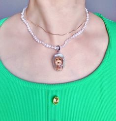 Hand-painted Pearl Pendant, Gift for Mom, Custom Necklace, Pet Portrait Necklace, Miniature Painting, Custom Gift, Wearable Art, Memorial - Etsy Unique Pearl Chain Necklace, Artisan Pearl Necklace Gift, Unique Pearl Necklace Chain As Gift, Unique Pearl Chain Necklace For Gift, Unique Pearl Necklace With Pearl Charm As A Gift, Handmade Baroque Pearl Necklace For Gift, Unique Handmade Pearl Necklace For Gift, Unique Handmade Pearl Necklace Gift, Handmade Baroque Pearl Necklace Gift