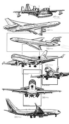 an airplane is shown in this diagram with all the parts labeled on it and below