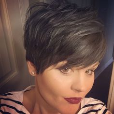 Ash Brown Pixie, Brown Pixie Hair, Pixie Cut With Long Bangs, Grey Hairstyle, Brown Pixie, Long Pixie Hairstyles, Black Ash, Pixie Hair, Long Pixie