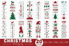 christmas cross stitch pattern with the words and symbols in red, green and white colors