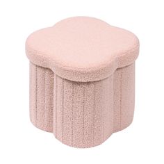 a small stool with a pink cover on the top and bottom, sitting in front of a white background