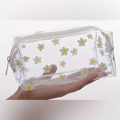 Nwt Clear Makeup Bag- White Floral Zipper Closure Retails $12 White Spring Cosmetic Pouch, White Spring Cosmetic Bag Pouch, White Rectangular Cosmetic Bag For Spring, Pencil Case Essential, Makeup Storage Case, Clear Cosmetic Bag, Cute Stationary School Supplies, Zipper Pencil Case, Cute Pencil Case