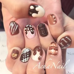 Chocolate Nail Art, Food Nails, Happy Nails, Really Cute Nails, Kawaii Nails, Cute Nail Art, Fire Nails, Dream Nails, Funky Nails