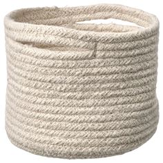 a large white rope basket on a white background