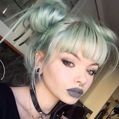 'Cement' via cutie @annieolivia_  limecrime.com/velvetines Grey Lipstick, Scene Girl, Grunge Look, Hair Envy, Crazy Hair, Grunge Style, Steam Punk