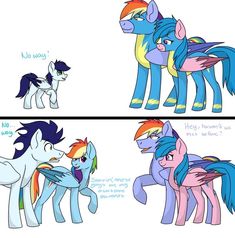 three different ponys are depicted in this comic