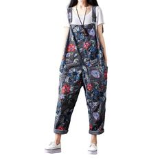 Make a statement this season with our 2023 Spring-Summer Floral Women's Denim Jumpsuit the perfect balance of edgy style and ageless sophistication! Crafted with premium quality denim. this jumpsuit promises to be the perfect companion for your next outing.Why They're Your Next Trendy StapleFeaturing an all-over floral print. this jumpsuit exudes a unique. vibrant energy that's sure to turn heads. Plus. its slouchy silhouette and suspender closure ensure you look effortlessly chic ââ‚?perfect fo Non-stretch Jeans For Summer, Relaxed Fit Cotton Overalls, Denim Blue Jumpsuits For Spring, Casual Cotton Denim Jumpsuit Non-stretch, Casual Non-stretch Cotton Overalls, Black Spring Overalls With Pockets, Spring Black Overalls With Pockets, Spring Cotton Overalls With Pockets, Spring Casual Denim Blue Jumpsuit