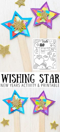 the new year's activity and printables for kids to make their own star wands