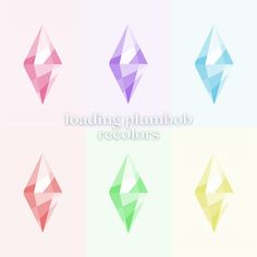 four different colored diamonds with the words loading plumbob recolors on them