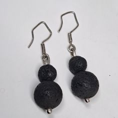 Black Lava Beaded Earrings. Handmade With .925 Sterling Silver Key Earrings With Semi-Precious 10mm Black Lava Beads Stone. Earring Hooks Are .925 Sterling Silver. Item Is Ready To Be Shipped. Lenght: 1.5 Inches Wight: 10mm I Am Happy To Answer Any Questions Nickel Free Black Round Bead Earrings, Silver Earrings With Black Round Beads, Round Black Beaded Earrings As Gift, Black Hypoallergenic Round Beads Jewelry, Hypoallergenic Black Round Beads Jewelry, Round Black Beaded Earrings For Gifts, Round Earrings With Black Beads For Gift, Handmade Ice Cream, Red Flower Earrings