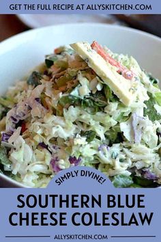 Bowlful of blue cheese coleslaw. Best Southern Coleslaw Recipe, Blue Cheese Coleslaw, Southern Coleslaw, Blue Cheese Recipes, Bbq Sandwich, Bleu Cheese, Cold Salad, Eat Salad