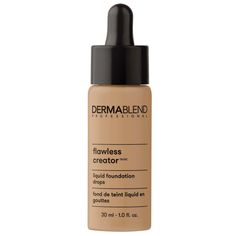 Dermablend Flawless Creator Liquid Foundation Drops are oil-free and non-comedogenic. Created by the #1 Dermatologist Recommended Coverage Brand, this full coverage foundation has 10 ingredients + high-performance pigments. It can be used alone or mixed with your skincare. Benefits: Redness, hyperpigmentation, dark spots, rosacea, uneven skin tone, and dry skin Acne-prone skin, oily skin, combination skin, dry skin, and sensitive skin Up to 16 hours of wear Smudge and transfer-resistant wear whe Dermablend Foundation, Dry Skin Acne, Foundation Tips, Lightweight Foundation, Oil Free Foundation, Dermatologist Recommended, Acne Skin, No Foundation Makeup, Liquid Foundation