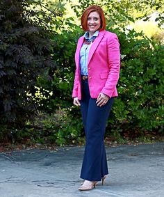 20 Hot Pink Blazer Outfit Ideas For Work - Savvy Southern Chic Pink Blazer Outfit, Hot Pink Jacket, Bright Blazer, Work Appropriate Outfits, Hot Pink Blazer, Tan Outfit, Blazer Outfit Ideas