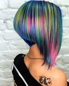 Creative Hair Color Short, Funky Hair, World Hair, Chasing Rainbows, Peekaboo Hair, Bold Hair Color, Rainbow Hair Color, Creative Hair Color, Multi Colored Hair