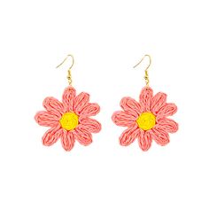 Material: Cloth Fashion Element: Flowers, Little Daisy Style: Cute Dangle Earrings For Spring Vacation, Beach Jewelry Spring Drop Earrings, Bohemian Spring Earrings For Vacation, Spring Vacation Dangle Earrings, Spring Beach Dangle Earrings, Multicolor Summer Earrings, Summer Vacation Drop Earrings, Spring Beach Dangle Jewelry, Pink Flower Jewelry For Vacation