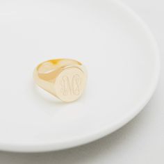 Engrave your initials or monogram on our Claire Signet Ring. Elegant Everyday Stamped Rings, Classic Engraved Initial Ring For Everyday, Engraved Initial Ring For Everyday, Elegant Everyday Signet Ring With Engraving Option, Everyday Vintage Engraved Signet Ring, Elegant Stamped 14k Gold Signet Ring, Classic Rings With Engraving Option, Classic Adjustable Signet Ring, Classic Rings With Engraving Option For Everyday