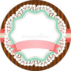 a round frame with lace and a pink ribbon on the center royalty illustration stock illustration