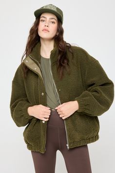 Cooler weather calls for cozy-yet-stylish layers. Embrace the season of stillness in the Marcel Sherpa Jacket, built with an extra warm lining and cuddle-worthy teddy bear feel. Faux Teddy Sherpa + warm lined interior Zip or snap closure (options! ) Pockets galore: side + hidden flap pocket Encased elastic at cuff and bottom 25" length | Marcel Sherpa Jacket in Spruce Fall Outerwear With Plush Lining For Outdoor, Fall Outdoor Outerwear With Plush Lining, Snug Cozy Fall Outerwear, Cozy Snug Outerwear For Fall, Winter Sherpa Outerwear With Plush Lining, Cold Weather Sherpa Outerwear With Plush Lining, Sherpa Outerwear With Plush Lining For Cold Weather, Cold Weather Outerwear With Sherpa And Plush Lining, Fall Outerwear With Plush Lining For Cold Weather