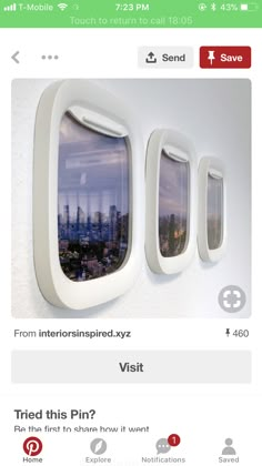 an instagram page with three windows on the wall and one window in the middle