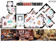 the big bang theory floor plan is shown in three different pictures, including one for each room