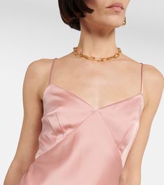 Bridal Selce Satin Slip Dress in Pink - Max Mara | Mytheresa Bias Cut V-neck Slip Dress For Gala, V-neck Bias Cut Slip Dress For Gala, Silk Dresses With Subtle Sheen, Wedding Bias Cut Modal Satin Maxi Dress, Modal Satin Bias Cut Maxi Dress For Wedding, Wedding Modal Satin Maxi Dress In Bias Cut, Wedding Modal Satin Maxi Dress With Bias Cut, Silk V-neck Slip Dress For Wedding, Modal Satin Maxi Slip Dress For Wedding