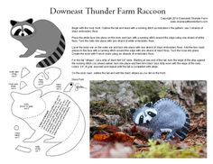 an image of a raccoon in the woods with instructions to cut out it