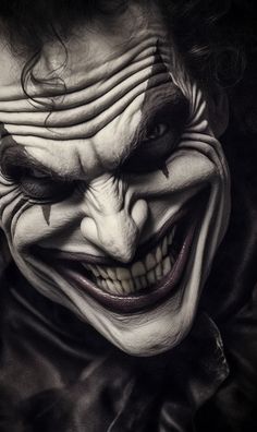 a drawing of the joker with his face painted black and white