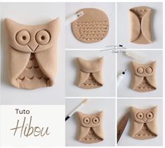 the instructions to make an owl shaped clay sculpture with fondant paint and sharpies