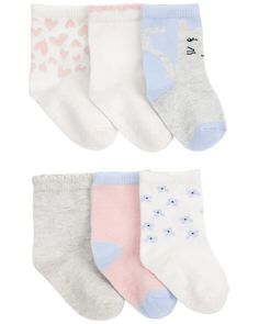 Crafted in a soft cotton blend with cute knit-in designs, this 6-pack of socks fit under sneakers in a super comfy fashion!