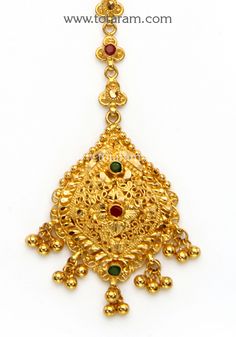 22 karat gold maang tikka with color stones - papidi billa - 235-GT466 - in 6.500 Grams for USD $775.12 USD. 
Made in India by Totaram Jewelers Online this product is in Gold - 22 Karat BIS Hallmark 916 Gold  & is an excellent gift for Adult - Women. Ships fully insured with secured guaranteed delivery for free with your order over $250 from New Jersey USA & comes with 30 days exchange policy. Cheap Traditional Gold Tikka, Luxury Tilla Tikka For Celebration, Gold Maang Tikka, Papidi Billa, Maang Tikka, Color Stones, Gifts For Adults, 22k Gold, New Jersey