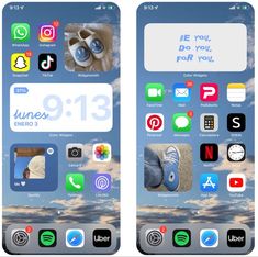 two iphones with different icons on them