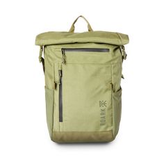 a green backpack on a white background