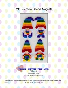 two colorful knitted gnomes with hats and mittens